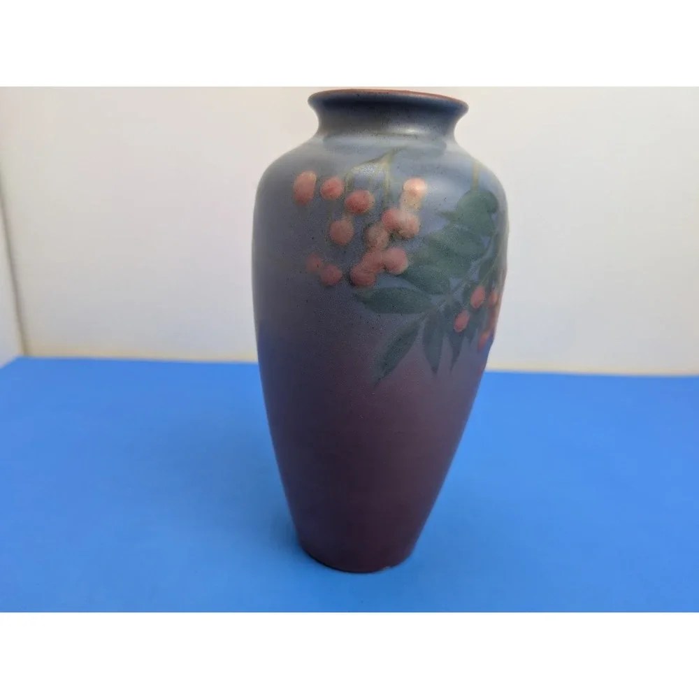 Rookwood Pottery Edward Diers Painted Cherry Branch Vellum Vase 8.75
